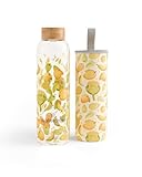 waterdrop® Edition Glass Bottle 600ml Trinkflasche Glas auslaufsicher, Kohlensäure geeignet | BPA freie Wasserflasche inkl. Neoprenhülle | Spülmaschinenfeste, Leichte Borosilikat Glasflasche