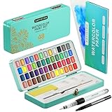 Artistro Aquarellfarben Set, 48 Lebendige Farben in Tragbarer Box, Malset, Inklusive Metallic- und Fluoreszenzfarben, Perfektes Reise-Wasserfarben für Künstler, Hobbymaler und Malerei-Liebhaber