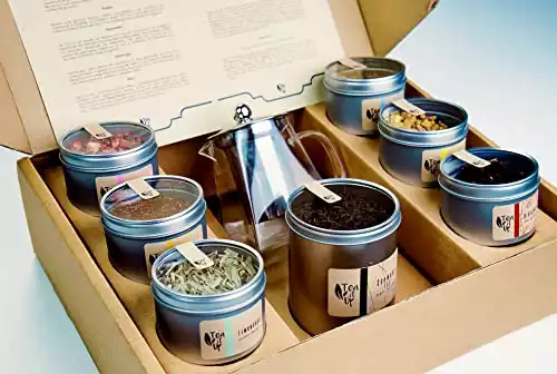 TeaItUp Premium Tee Geschenk-Set zum Mischen, Entdecken & Genießen | 7 Teesorten | inkl. Teekanne | 100+ Variationen möglich | für Männer & Frauen, Jung & Alt | Tee-Box | Geschenk-Idee...