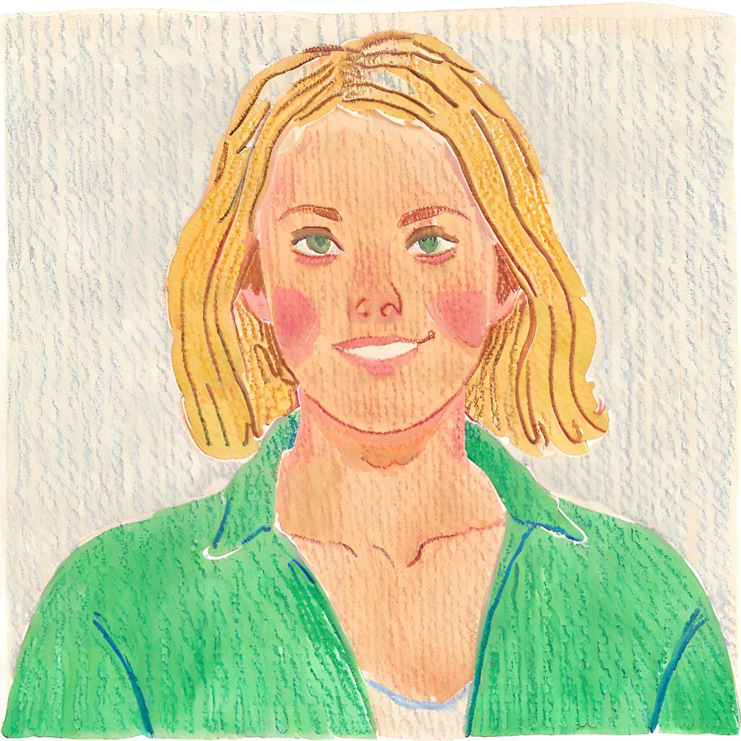 Illustriertes Portrait von Autorin Marie Zimmermann.
