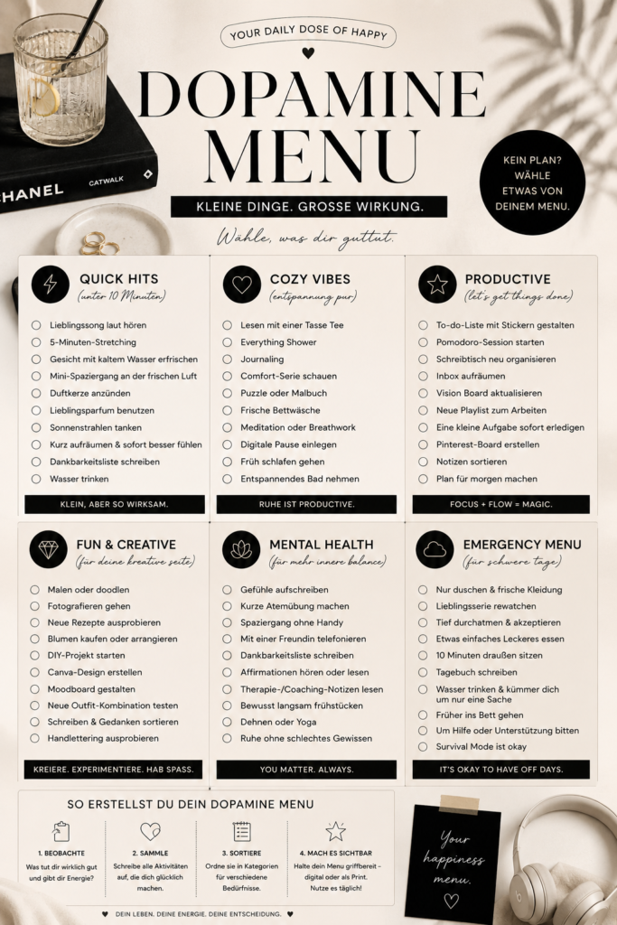 Grafik mit Dopamine Menu Ideen.